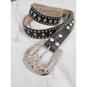 Blazin Roxx Leather Western 1.5" Dark Brown Belt studs CONCHOs‎ rhinstone y2k